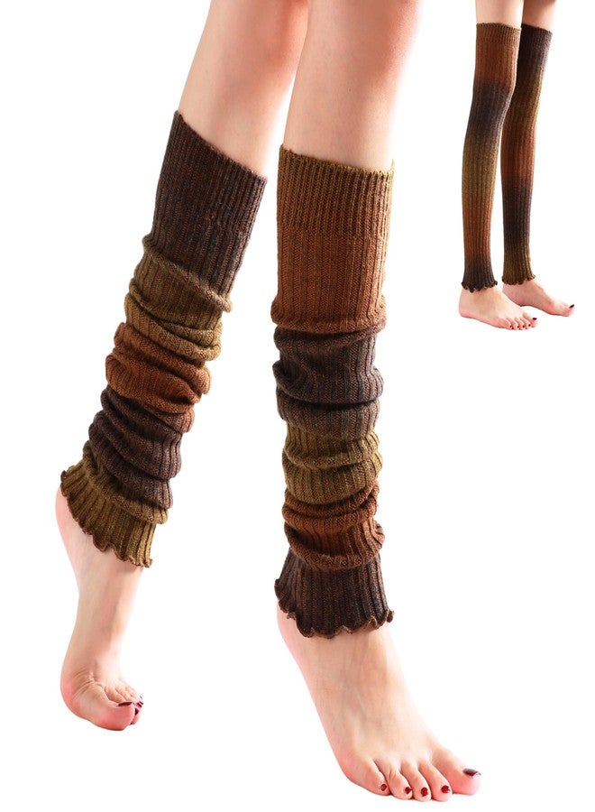 Soxbang Women's Leg Warmers Y2K Aesthetic, Baggy Retro Knit Over The Knee Thigh High Socks for Dance, Fitness, Cosplay, 23 Inch Long (Space Dye- Olive Green) - Image 1